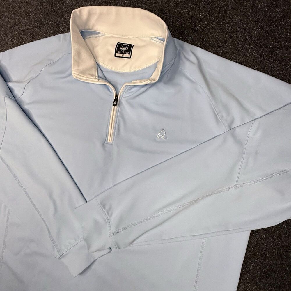 Deolax Quarter Zip Pullover Sky Blue Mens XL Long Sleeve Athletic Golf Stretch